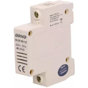 ORNO OR-DP-SB-133 Prieinamas belaidis durų skambutis, DIN bėgelis 1 modulis, 230V AC, 85 dB, balta/pilka
