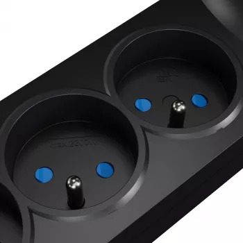 Getfort 5P 1,5m Black Surge Protected Power Strip