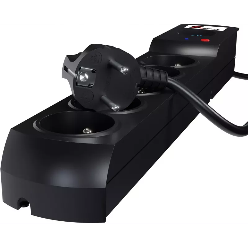 Getfort 5P 1,5m Black Surge Protected Power Strip