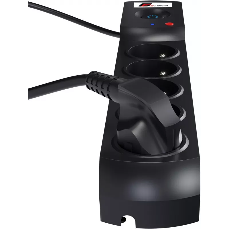 Getfort 5P 1,5m Black Surge Protected Power Strip