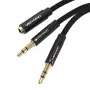 Vention BBLBAB 3.5mm garso skirstytuvas, lizdas į 2x kištuką, 0,6 m, juoda