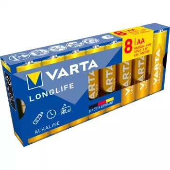 VARTA Longlife Power AA LR6 Mignon šarminės baterijos, 8 vnt. lizdinė pakuotė