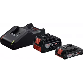 Bosch Professional 18V paleidimo rinkinys (GBA 18V 4.0/2.0Ah + GAL 18V-40 Professional) (juodas, 2x Li-Ion baterijos, AMPShare aljansas)