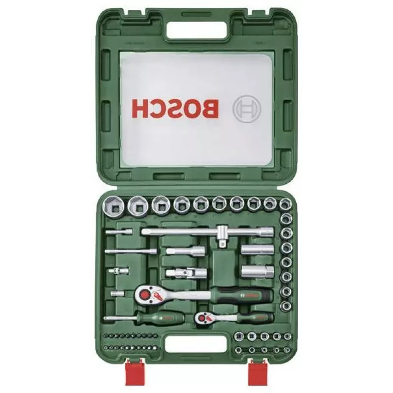 Bosch 60 dalių 1/4 inch ir 1/2 inch reketų ir nasrų rinkinys su dėklu, maks. sukimo momentas 768 Nm