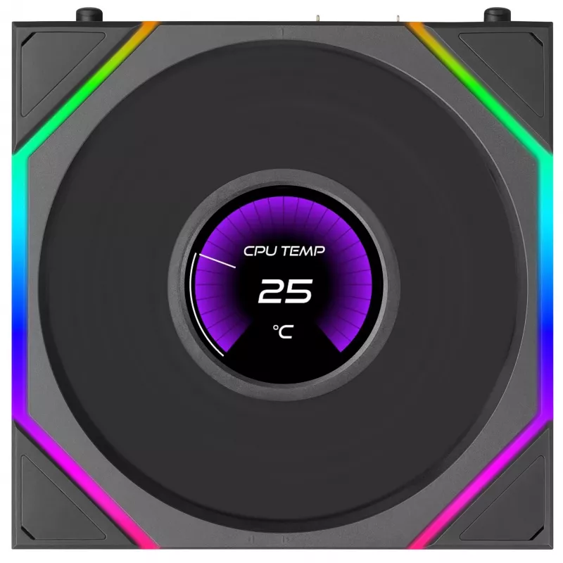 Lian Li UNI FAN TL LCD FLEX Wireless 120 mm Reverse Blade ARGB PWM ventiliatorius su LCD ekranu - juodas