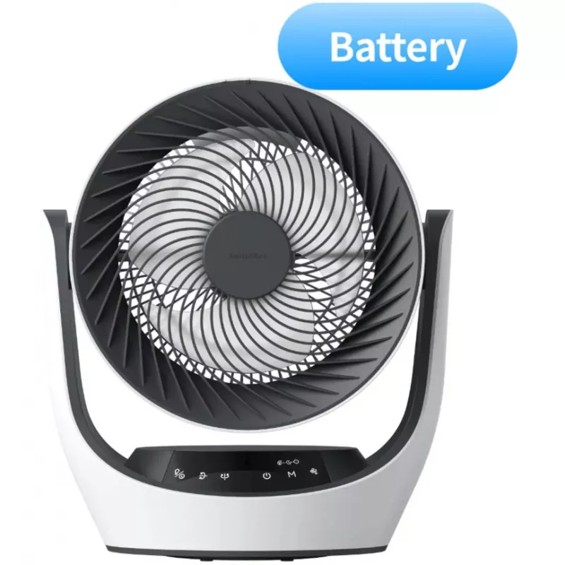 SwitchBot Battery-Powered Smart Circulator Fan 100 greičių, 90° horizontalus ir 100° vertikalus siūbavimas, Bluetooth ir Wi-Fi (reikalingas Hub), baltas