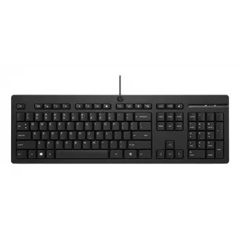 HP 125 G2 laidinė USB klaviatūra, vokiškas išdėstymas (QWERTZ), pilno dydžio, membraninė, atspari išsiliejimui, juoda - Bulk