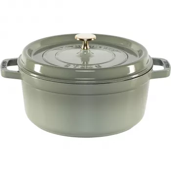 Staub La Cocotte 24 cm apvalus ketaus puodas, eukalipto spalvos