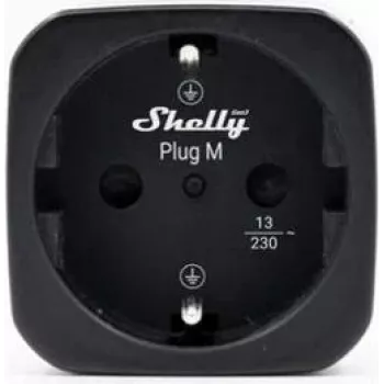 Shelly Plug M Gen3 juodas išmanusis kištukas su energijos stebėjimu, 13A, Wi-Fi ir Bluetooth