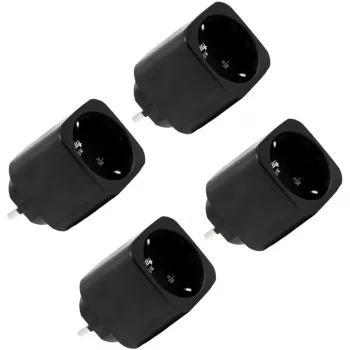Shelly Plug M Gen3 išmanusis kištukas 4 vnt. komplektas, juodos spalvos, su energijos stebėjimu, Wi-Fi ir Bluetooth