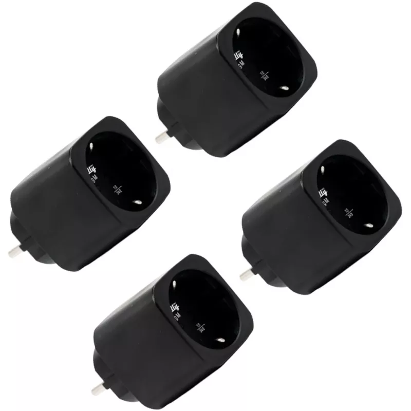 Shelly Plug M Gen3 išmanusis kištukas 4 vnt. komplektas, juodos spalvos, su energijos stebėjimu, Wi-Fi ir Bluetooth