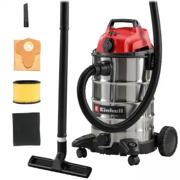 Einhell TC-VC 3055 SA šlapio ir sauso siurblys su rozete, 55L nerūdijančio plieno bakas, 1500W