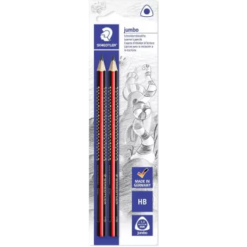 STAEDTLER Tradition Jumbo HB trikampis grafito pieštukas, 2 vnt., juodas su klasikinėmis juostelėmis