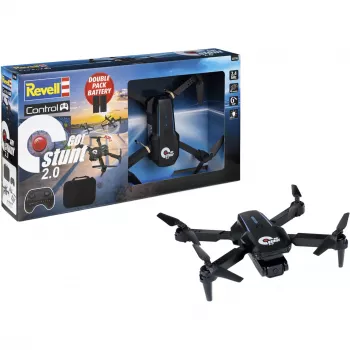 Revell RC Quadrocopter GO! Stunt 2.0 - 2,4 GHz 4 kanalų paruoštas skrydžiui dronas su 6 ašių giroskopu, Headless režimu, 360° salto, LED apšvietimu, 3 greičio lygiais, LiPo baterija, nuo 8 metų