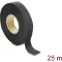 Delock Fabric Tape 25 m x 19 mm, plyšimui atspari, lipni juosta, juoda