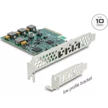 Delock PCI Express x4 kortelė su 4 x USB Type-C™ 10 Gbps – Low Profile formato