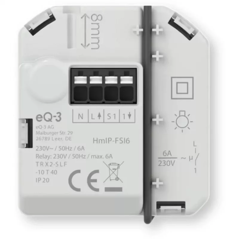 Homematic IP įleidžiamas jungiklio pavara su mygtuko įėjimu (6 A)