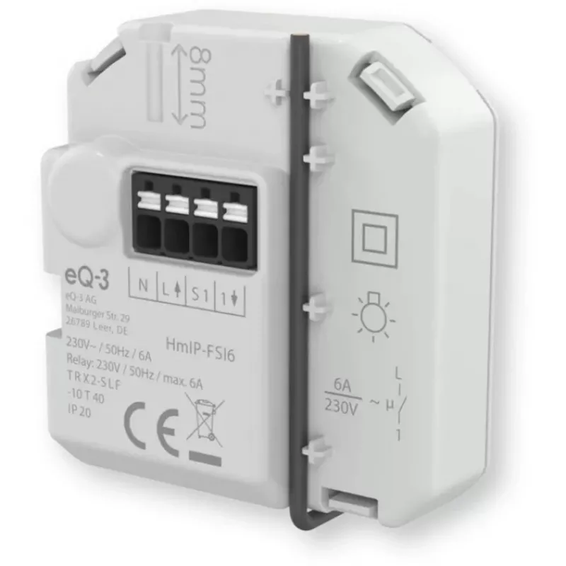 Homematic IP įleidžiamas jungiklio pavara su mygtuko įėjimu (6 A)