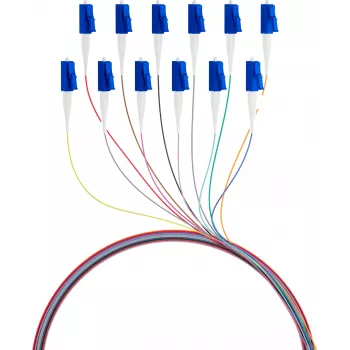 EFB FTTH Pigtail LC OS2 G.657.A2 12 spalvų rinkinys, 2 m, vienmodis 9/125 µm, atsparus lenkimui, 12 pluoštų