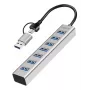 LogiLink USB 3.0 Hub 7x USB-A 2-in-1 jungiamasis kabelis, sidabrinis