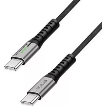 LogiLink USB 2.0 Type-C laidas 0,3 m 480Mbps 100W PD pintas su LED juodas