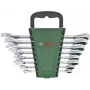 Bosch 8 dalių kombinacinis reketinis veržliarakčių rinkinys su 72 dantų reversiniu reketu, chromvanadžio, metrinis 8-19 mm, žalias/juodas dėklas