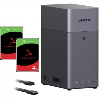 UGREEN DH2300 rinkinys su 2x Seagate IronWolf NAS 4TB CMR (juoda)