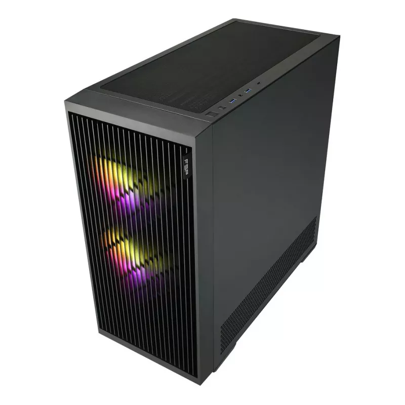 Fortron M330 grūdinto stiklo Mini Tower kompiuterio korpusas, juodas