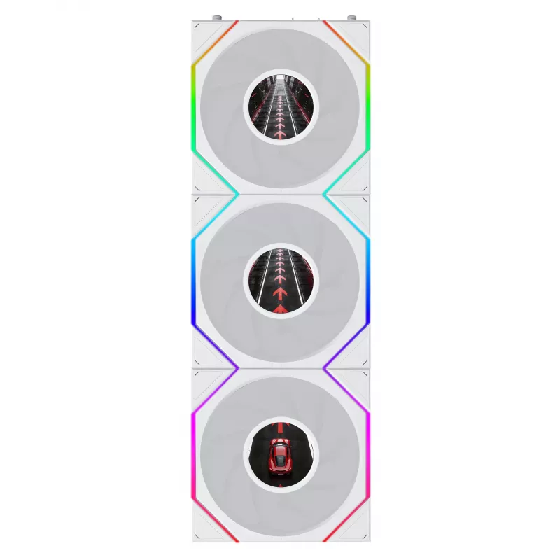 Lian Li UNI FAN TL120 LCD FLEX Wireless ARGB 120 mm PWM ventiliatorius 3 vnt. balti