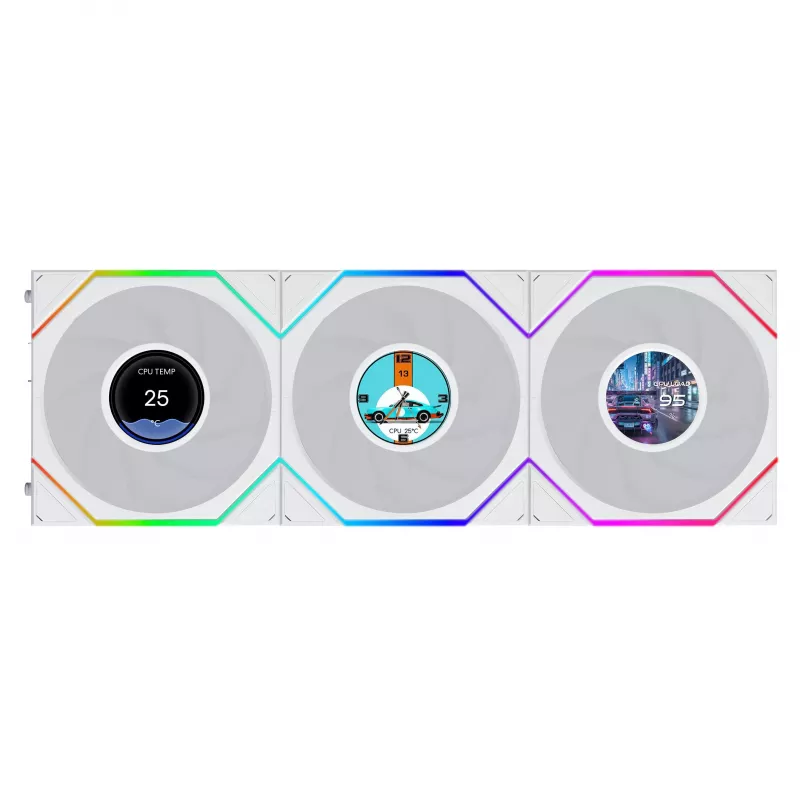 Lian Li UNI FAN TL120 LCD FLEX Wireless ARGB 120 mm PWM ventiliatorius 3 vnt. balti