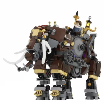 Lumibricks Steamphant Steampunk dramblio LED konstravimo rinkinys 800 detalių, USB maitinamas ekspozicinis modelis