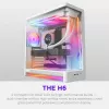 NZXT H6 2026 Mid-Tower oro srauto korpusas žaidimams, baltas, su grūdintu stiklu