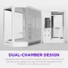 NZXT H6 2026 Mid-Tower oro srauto korpusas žaidimams, baltas, su grūdintu stiklu