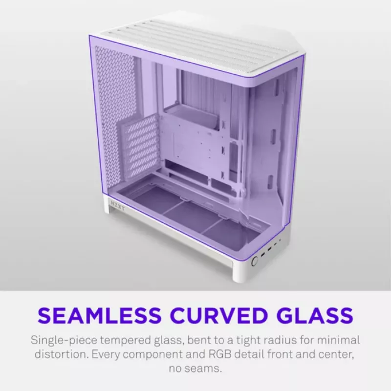 NZXT H6 2026 Mid-Tower oro srauto korpusas žaidimams, baltas, su grūdintu stiklu