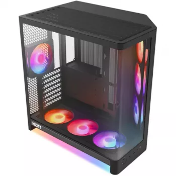 NZXT H6 RGB+ 2026 vidutinio bokšto oro srauto žaidimų korpusas juodas, grūdintas stiklas