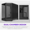 NZXT H6 RGB+ 2026 vidutinio bokšto oro srauto žaidimų korpusas juodas, grūdintas stiklas
