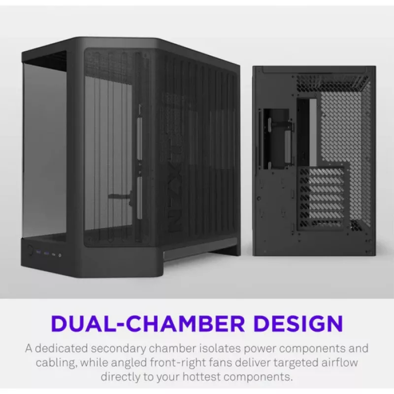 NZXT H6 RGB+ 2026 vidutinio bokšto oro srauto žaidimų korpusas juodas, grūdintas stiklas