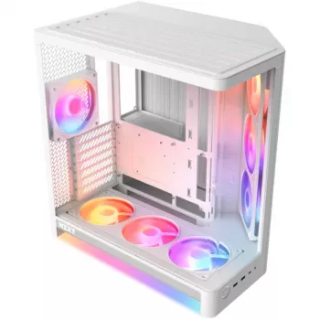 NZXT H6 RGB+ 2026 vidutinio bokšto oro srauto žaidimų korpusas baltas, grūdintas stiklas