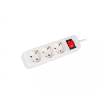 Lanberg PS1-03F-0150-W 1,5 m 3-jų Schuko rozetės ilgintuvas su apšviestu jungikliu, baltas