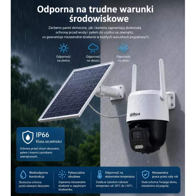 DAHUA BP5E 5MP saulės energija varoma 4G LTE PTZ apsaugos kamera su spalvota naktine vizija