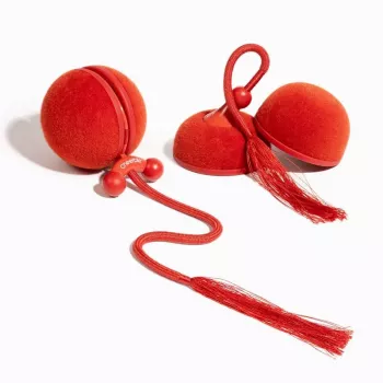 Cheerble WICKED BALL DUO2-VINTAGE RED išmanus interaktyvus žaislas augintiniams, 2 kamuoliai, USB-C įkrovimas, IP65 atsparus purslams, 3 žaidimo režimai, katėms ir mažiems šunims