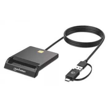 Manhattan USB-C ir USB-A kombinuotas išmaniosios kortelės skaitytuvas, juodas