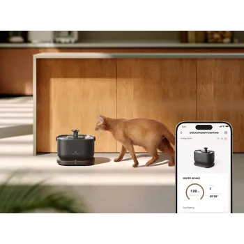 PETLIBRO Dockstream programėle valdomas vandens fontanas katėms ir šunims, 2,5L/84oz, 5 sluoksnių filtracija, itin tylus <30dB, be BPA, juodas