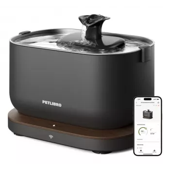 PETLIBRO Dockstream programėle valdomas vandens fontanas katėms ir šunims, 2,5L/84oz, 5 sluoksnių filtracija, itin tylus <30dB, be BPA, juodas