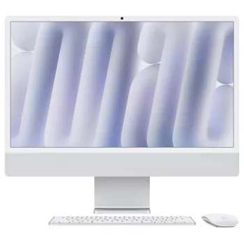 Apple iMac 24 colų sidabrinis M4 8 branduolių CPU 8 branduolių GPU 16GB 512GB SSD vokiška klaviatūra