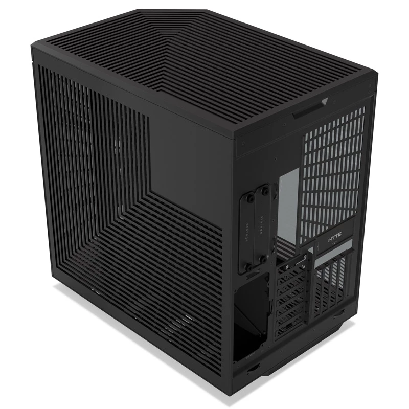 HYTE Y70 Touch Black vidutinio bokšto korpusas su panoraminiu grūdintu stiklu ir 14,1 colio liečiamuoju ekranu, ATX/E-ATX, vertikali GPU laikiklis