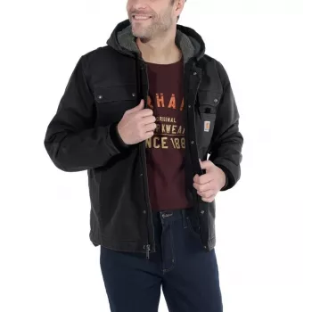 Carhartt Sandstone Barlett vyriška švarkas su gobtuvu, Sherpa pamušalu, DWR apdaila, bi-swing nugara, trigubai susiūtomis siūlėmis, Carhartt Brown