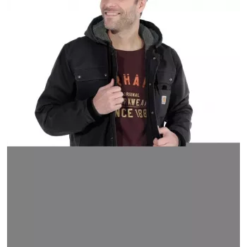 Carhartt Sandstone Barlett vyriška švarkas su gobtuvu, Sherpa pamušalu, DWR apdaila, bi-swing nugara, trigubai susiūtomis siūlėmis, Carhartt Brown