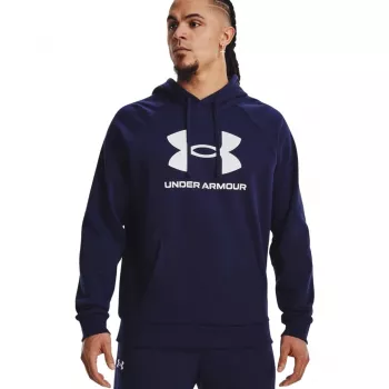 Under Armour Rival Fleece Logo HD vyriškas gobtuvas, tamsiai mėlynas, M dydis
