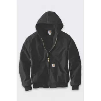 Carhartt J140 Firm Duck Active vyriška darbo striukė su dygsniuotu flaneliniu pamušalu, juoda